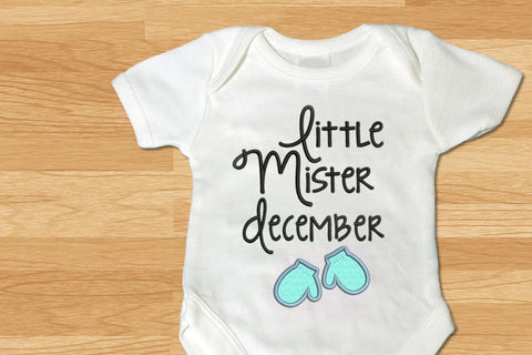 Little Mister December Mittens Applique Embroidery Embroidery/Applique Designed by Geeks 