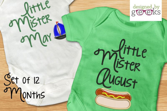 Little Mister First Year Applique Embroidery Bundle Embroidery/Applique Designed by Geeks 