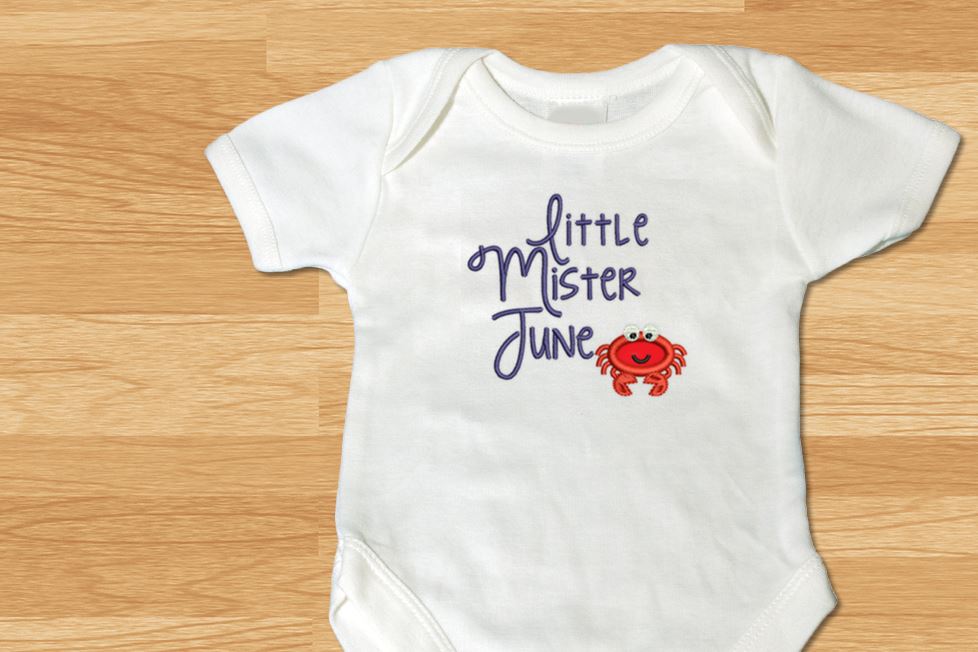 Little Mister June Crab Applique Embroidery - So Fontsy