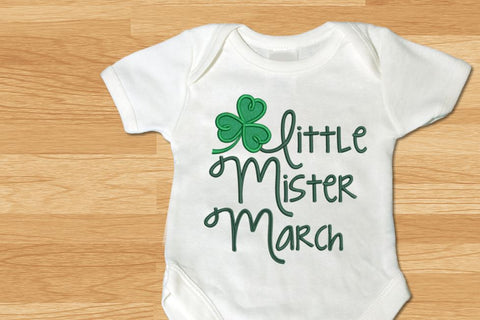 Little Mister March Clover Applique Embroidery Embroidery/Applique Designed by Geeks 