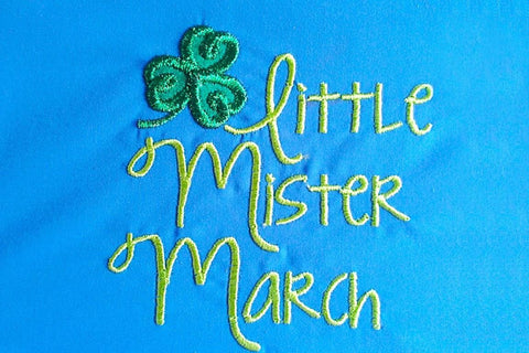 Little Mister March Clover Applique Embroidery Embroidery/Applique Designed by Geeks 