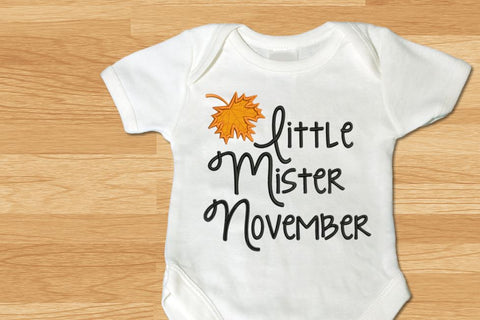Little Mister November Fall Leaf Applique Embroidery Embroidery/Applique Designed by Geeks 