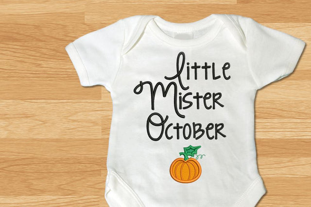 Little Mister October Pumpkin Applique Embroidery Embroidery/Applique Designed by Geeks 