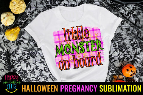 Little Monster On Board- Halloween Pregnancy Sublimation PNG Sublimation Happy Printables Club 