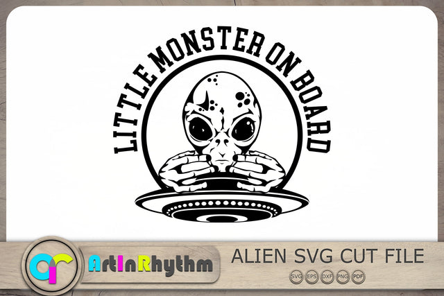 Little Monster On Board Svg, Alien Svg, Alien Car Vinyl Sticker Svg SVG Artinrhythm shop 