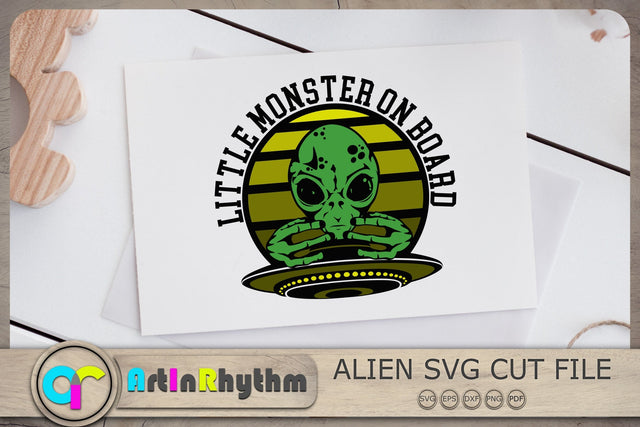 Little Monster On Board Svg, Alien Svg, UFO Svg, Alien Clipart SVG Artinrhythm shop 