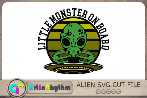 Little Monster On Board Svg, Alien Svg, UFO Svg, Alien Clipart SVG Artinrhythm shop 
