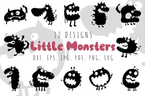 Little Monster SVG Silhouette Cute Monster SVG Bundle SVG dapiyupi store 