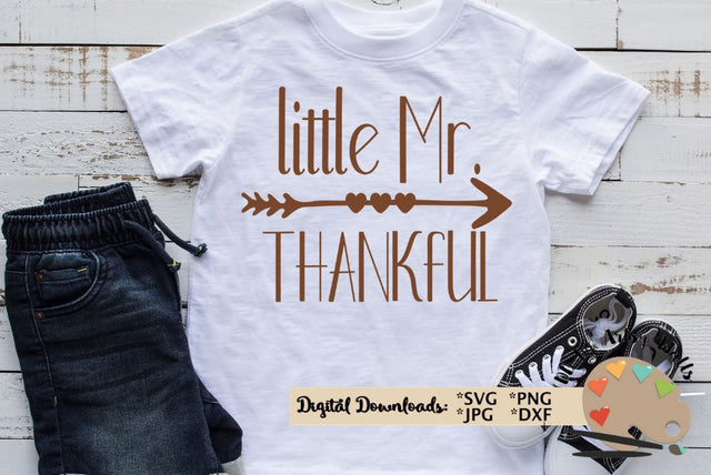 Little Mr. Thankful svg - baby boy thanksgiving onesie - boy fall shirt svg dxf SVG The Artsy Spot 