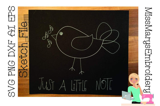 Little Note Sketch Bird | Foil Quill | Drawing File Sketch DESIGN MissMarysEmbroidery 