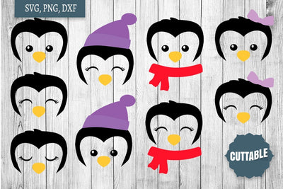 Little Penguin SVG, Penguin faces cut files, Penguin face cut files SVG Cuttable 