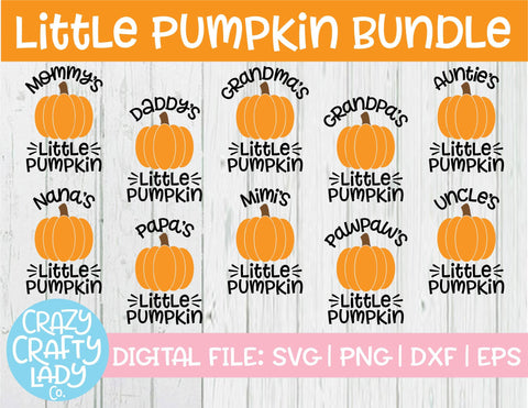 Little Pumpkin | Fall Family Quote | Kids SVG Cut File Bundle SVG Crazy Crafty Lady Co. 