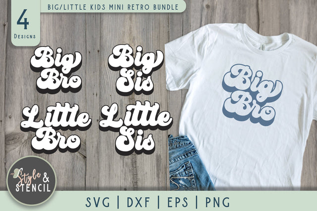 Little Sister Big Brother Retro SVG - PNG, DXF, SVG, EPS SVG Style and Stencil 