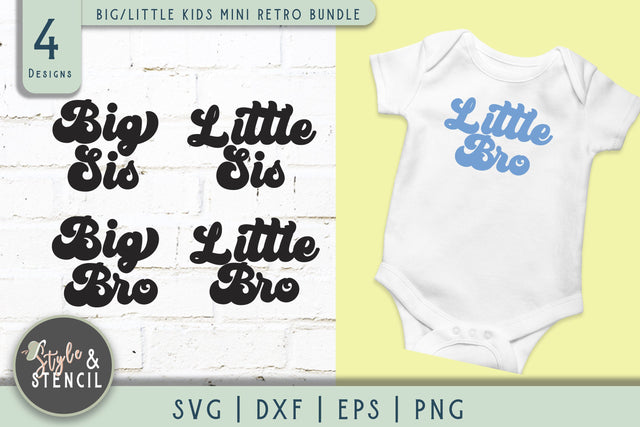 Little Sister Big Brother Retro SVG - PNG, DXF, SVG, EPS SVG Style and Stencil 