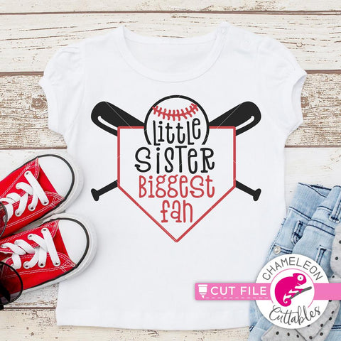 Little Sister biggest Fan - Baseball - Baby - Kids - Girl - SVG SVG Chameleon Cuttables 