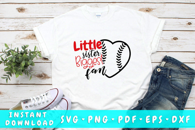 Little Sister Biggest Fan Baseball SVG SVG HappyDesignStudio 