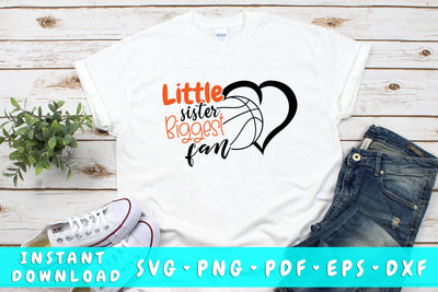 Little Sister Biggest Fan Basketball SVG SVG HappyDesignStudio 