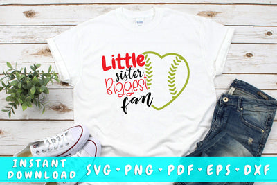 Little Sister Biggest Fan Softball SVG SVG HappyDesignStudio 