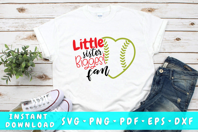 Little Sister Biggest Fan Softball SVG SVG HappyDesignStudio 