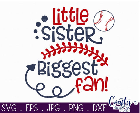 Little Sister Biggest Fan Svg - Baseball Svg - Softball Svg SVG Crafty Mama Studios 