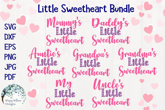 Little Sweetheart Bundle | Valentine's Day SVGs SVG Wispy Willow Designs