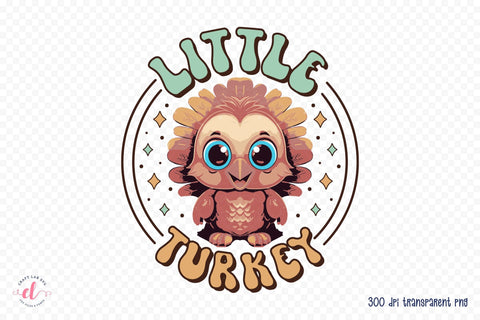 Little Turkey - Retro Thanksgiving Sublimation Sublimation CraftLabSVG 