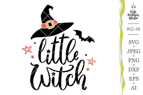 Little Witch Cricut SVG, Halloween kids svg cut file SVG CutePicturesStudio 