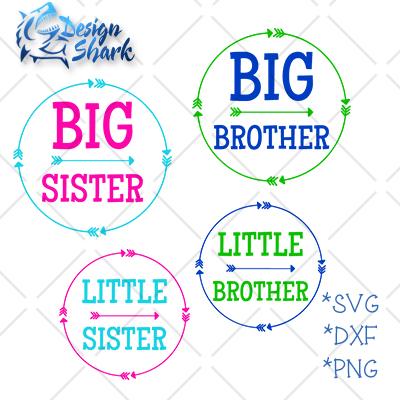 Little/Big Brother/Sister Set SVG Design Shark 