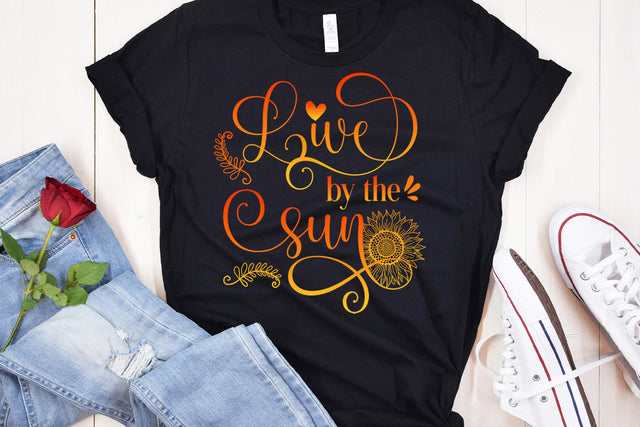Live By the Sun- Sunflower Quotes Sublimation Sublimation Happy Printables Club 