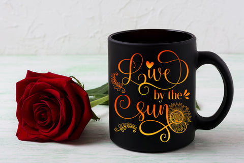 Live By the Sun- Sunflower Quotes Sublimation Sublimation Happy Printables Club 