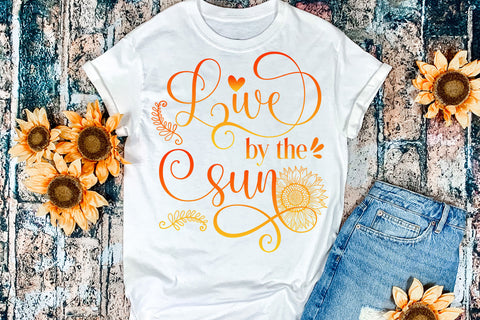Live By the Sun- Sunflower Quotes Sublimation Sublimation Happy Printables Club 