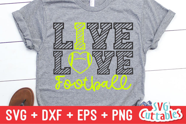 Live Love Football svg - Football Cut File - svg - dxf - eps - Cut File - Silhouette - Cricut - Digital File SVG Svg Cuttables 