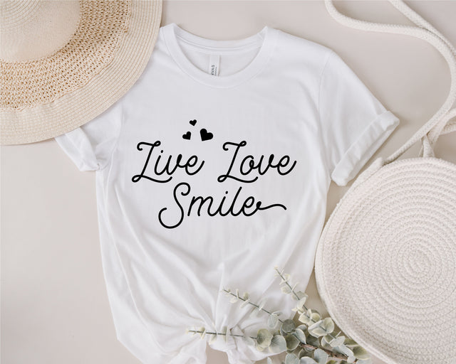 Live Love Smile SVG, Love SVG, Happy svg, Positive svg, Smile More Svg, Happy Inspirational Svg, Life Svg, Life Is Good Svg, png dxf eps SVG Fauz 