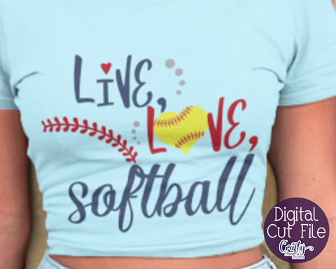 Live Love Softball Svg - Softball Svg SVG Crafty Mama Studios 