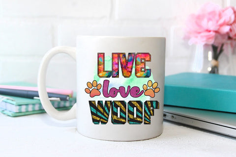 Live Love Woof I Dog Sublimation Design I Dog Lover PNG Sublimation Happy Printables Club 