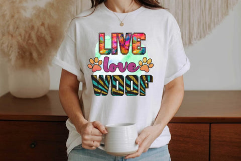 Live Love Woof I Dog Sublimation Design I Dog Lover PNG Sublimation Happy Printables Club 