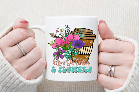 Live On Coffee And Flowers PNG Sublimation Sublimation designartist 