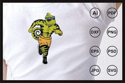 Lizard cartoon character running body building illustration SVG Leamsign Studio 