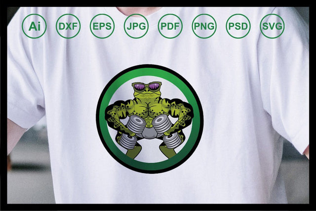 Lizard fitness body builder design illustration SVG Leamsign Studio 