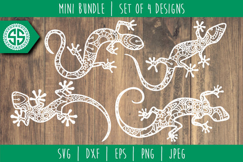 Lizard Mandala Zentangle Mini Bundle - Set of 4 SVG SVG SavoringSurprises 