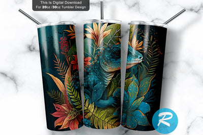 Lizards Dark Background 20 oz / 30 oz Tumbler PNG Sublimation Regulrcrative 