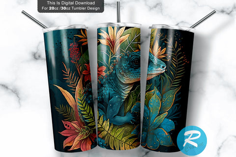 Lizards Dark Background 20 oz / 30 oz Tumbler PNG Sublimation Regulrcrative 