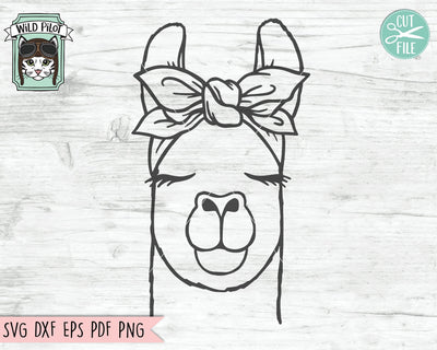 Llama Bandana SVG, Llama SVG File, Llama Cut File, Llama With Bandana SVG, Bandana Llama SVG, Animal Face SVG, Llama with Scarf SVG, Llama Head Scarf SVG SVG Wild Pilot 