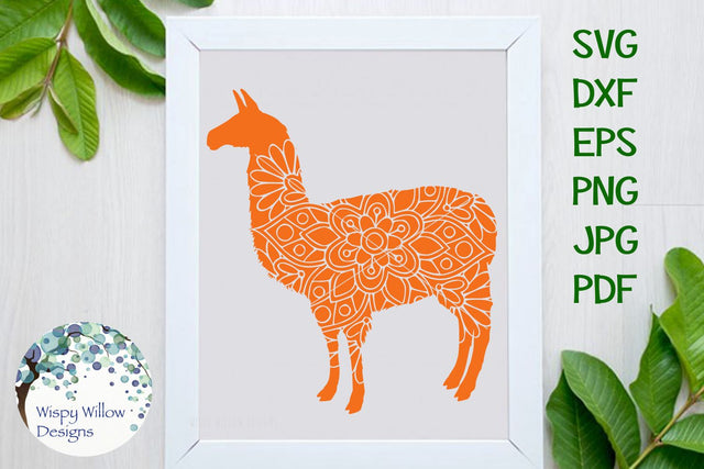 Llama Floral Mandala SVG Wispy Willow Designs 