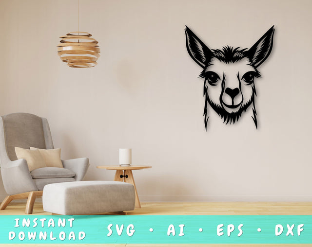 LLama Laser SVG Cut File, Llama Glowforge File, Llama DXF, Llama Wall Art SVG SVG HappyDesignStudio 