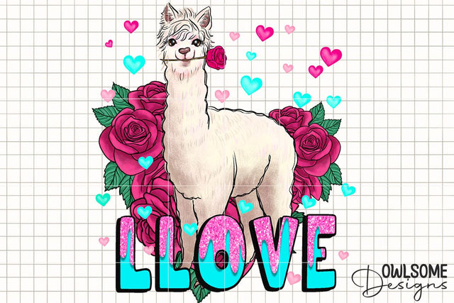 Llama Love Valentine PNG Sublimation Sublimation Owlsome.Designs 