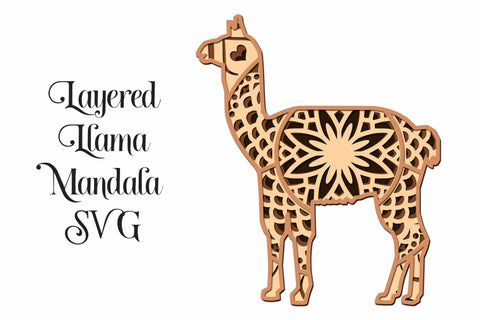 LLama Mandala SVG file, layered SVG cut file, 4 layers SVG Digital Honeybee 