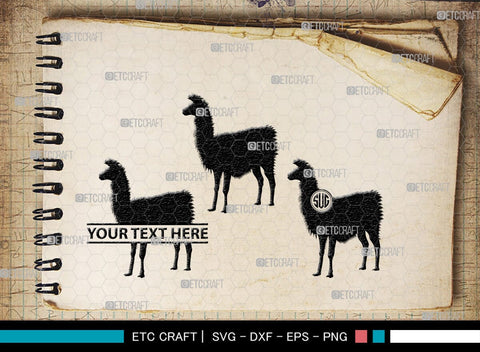 Llama Monogram, Llama Silhouette, Llama SVG, Lama Svg, Llama Mama Svg, Cute Llama Svg, Alpaca Svg, SB00290 SVG ETC Craft 