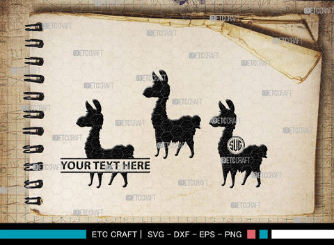 Llama Monogram, Llama Silhouette, Llama SVG, Lama Svg, Llama Mama Svg, Cute Llama Svg, Alpaca Svg, SB00290 SVG ETC Craft 