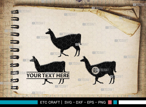 Llama Monogram, Llama Silhouette, Llama SVG, Lama Svg, Llama Mama Svg, Cute Llama Svg, Alpaca Svg, SB00290 SVG ETC Craft 